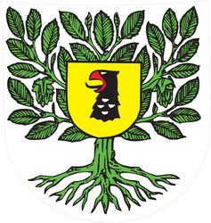 Das Wappen der Gemeinde zeigt in Silber eine grüne, bewurzelte Buche, belegt mit einem goldenen Schild, darin ein schwarzer,  abgerissener, rotbewehrter Adlerkopf.